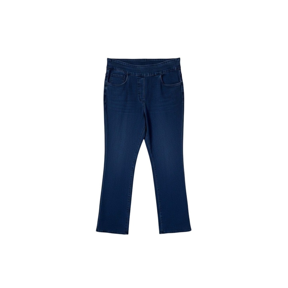 Color Me Cotton High Rise Pull On Jeans Straight Leg Blue Denim USA Made Lg